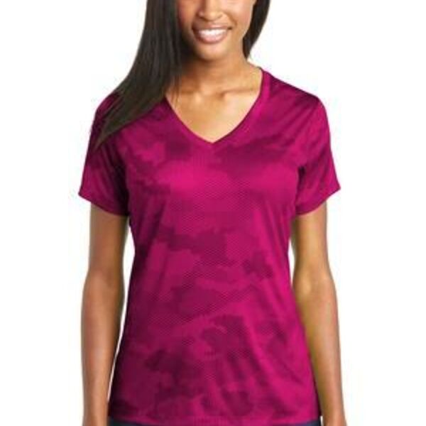 Ladies CamoHex V Neck Tee Thumbnail
