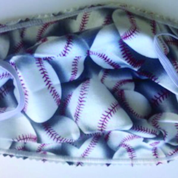 FACEMASK - NON-MEDICAL HOMEMADE MASK - BASEBALLS Thumbnail